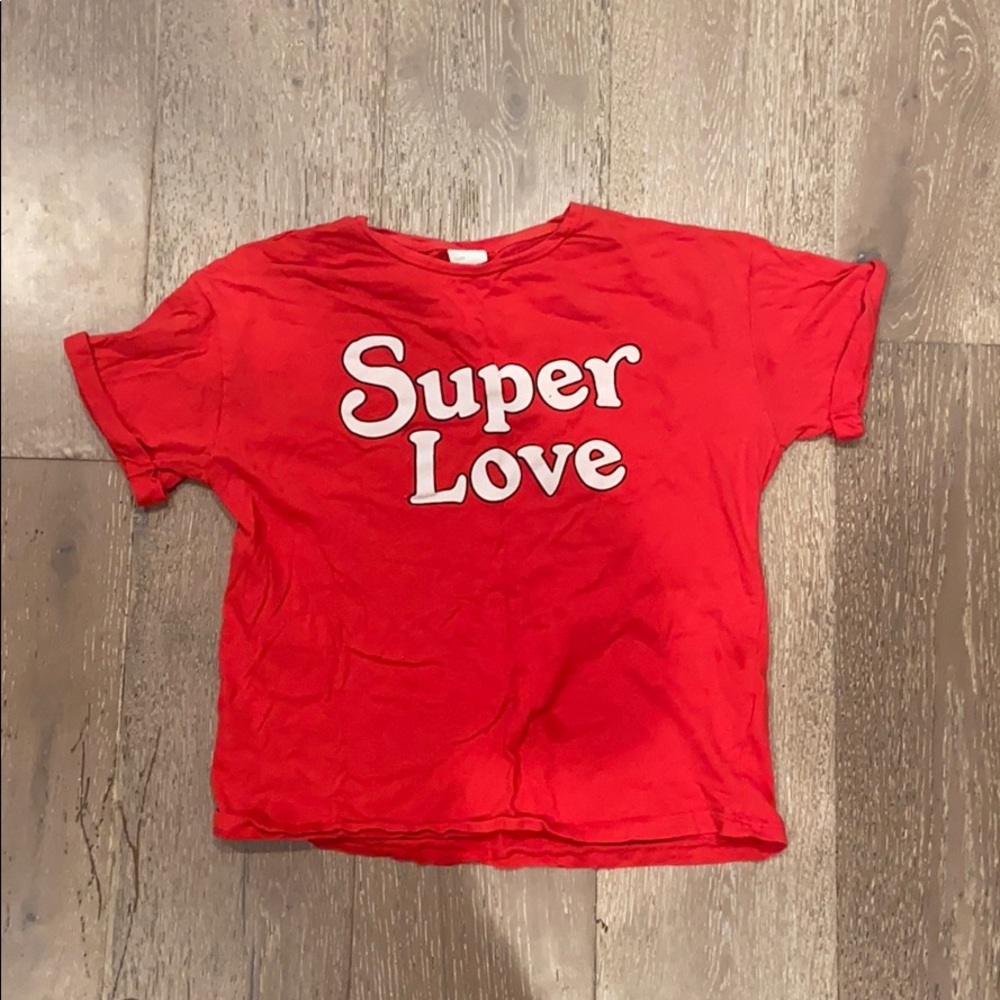 Zara red super love shirt